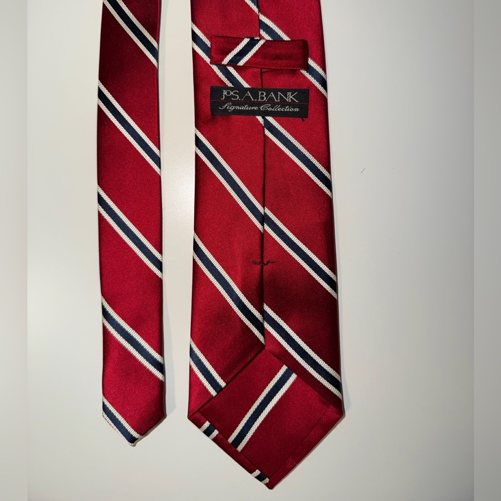 Jos. A. Bank Burgundy and White Striped Tie
